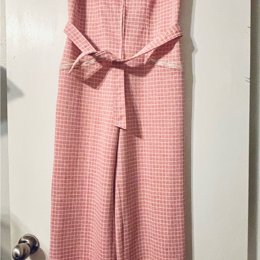 Vintage Pink Checkered Women's Jumpsuit